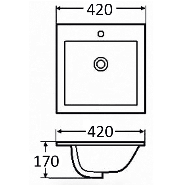 Rosa Countertop Basin 420 x 420 x 170 mm (Gloss White)