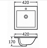 Rosa Countertop Basin 420 x 420 x 170 mm (Gloss White)