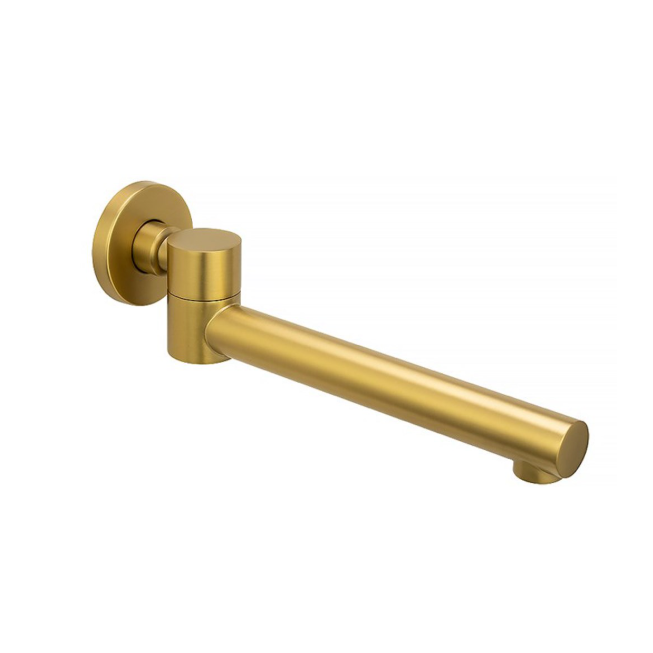 Lucid Round Bathtub Basin Swivel Wall Spout - Brushed Brass