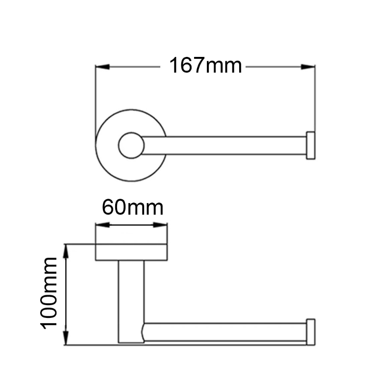 LUCID PIN Round Toilet Roll Holder - Technical Drawing