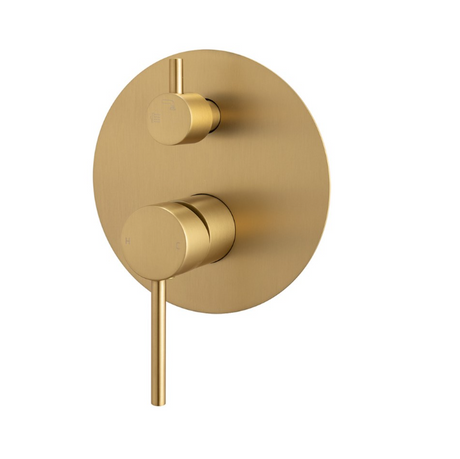 LUCID PIN Round Shower Bath Mixer Diverter - Brushed Brass
