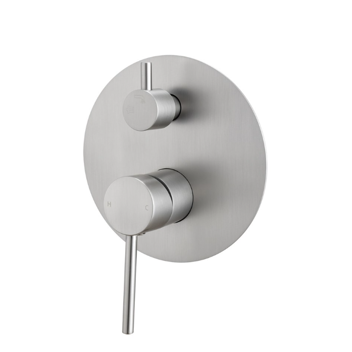 LUCID PIN Round Shower Bath Mixer Diverter - Brushed Nickel