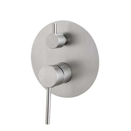 LUCID PIN Round Shower Bath Mixer Diverter - Brushed Nickel