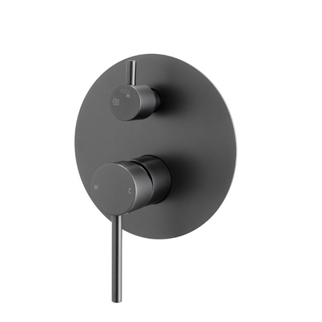 LUCID PIN Round Shower Bath Mixer Diverter - Brushed Gun Metal