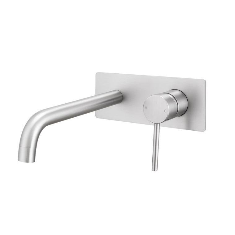 LUCID PIN Series Wall Mixer With Round Spout - Brushed Nickel