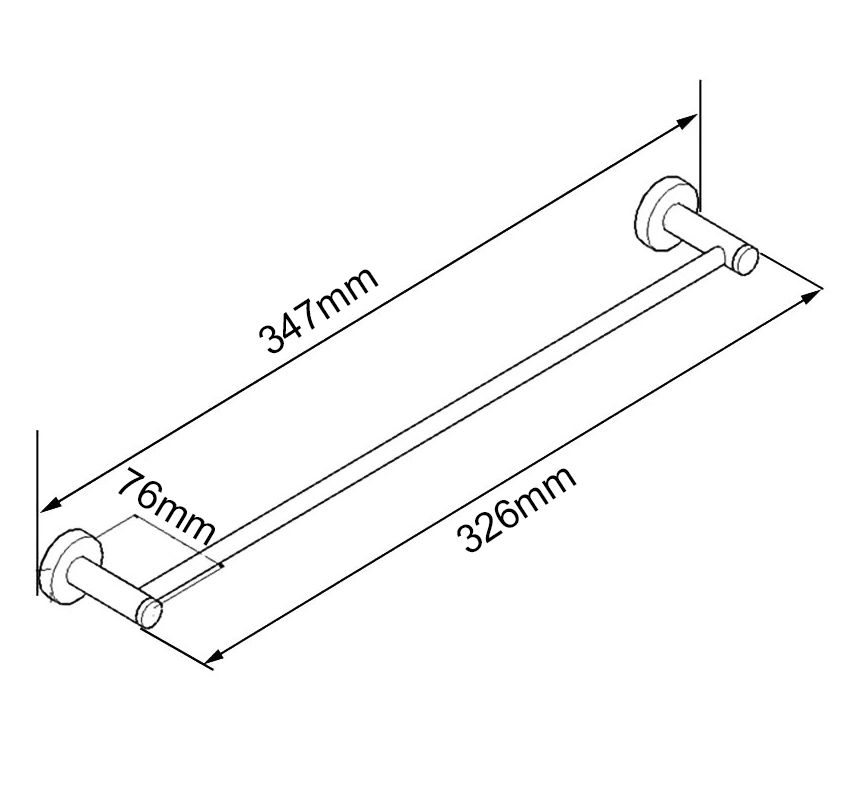 LUCID PIN Series Towel Rail 300mm - Chrome Technical Drawing