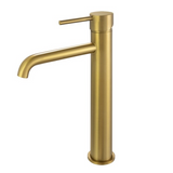 LUCID PIN Series Round Tall Basin Mixer - Brushed Brass
