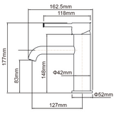 LUCID PIN Series Round Basin Mixer - Brushed Gun Metal Technical Drawing