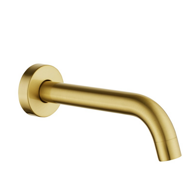 LUCID PIN Round Bathtub Basin Wall Spout 195mm - Brushed Brass