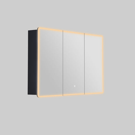 LUKKA Avola PVC Front-Lit LED Mirror Cabinet - Matte Black