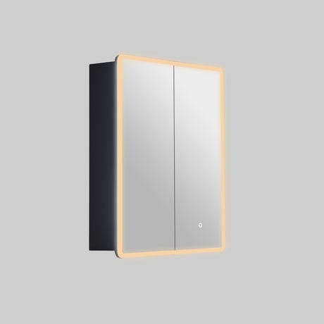 LUKKA Avola PVC Front-Lit LED Mirror Cabinet - Matte Black