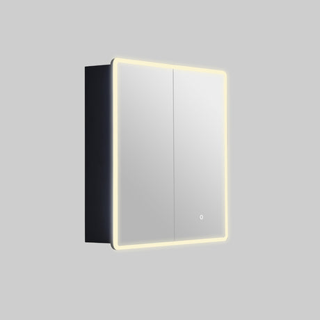 LUKKA Avola PVC Front-Lit LED Mirror Cabinet - Matte Black