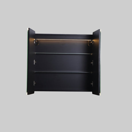 LUKKA Avola PVC Front-Lit LED Mirror Cabinet - Matte Black