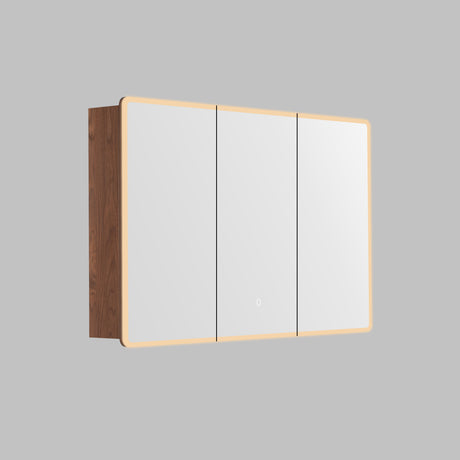 LUKKA Avola PVC Front-Lit LED Mirror Cabinet - Mocha Oak Woodmatt