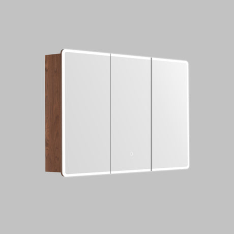 LUKKA Avola PVC Front-Lit LED Mirror Cabinet - Mocha Oak Woodmatt