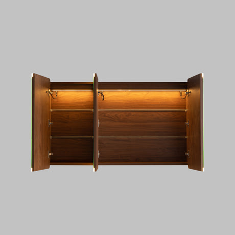 LUKKA Avola PVC Front-Lit LED Mirror Cabinet - Mocha Oak Woodmatt