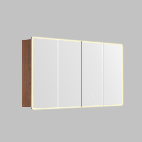 LUKKA Avola PVC Front-Lit LED Mirror Cabinet - Mocha Oak Woodmatt