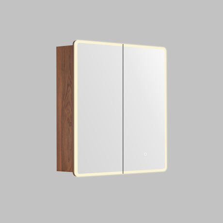 LUKKA Avola PVC Front-Lit LED Mirror Cabinet - Mocha Oak Woodmatt