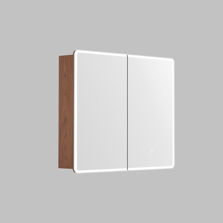 LUKKA Avola PVC Front-Lit LED Mirror Cabinet - Mocha Oak Woodmatt