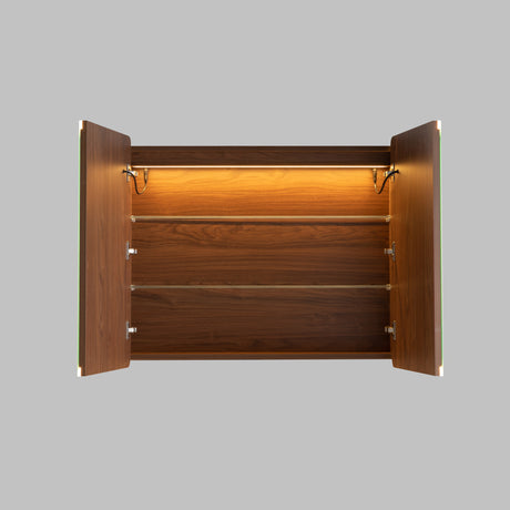 LUKKA Avola PVC Front-Lit LED Mirror Cabinet - Mocha Oak Woodmatt