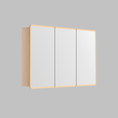 LUKKA Avola PVC Front-Lit LED Mirror Cabinet - Sandy Oak Woodmatt 