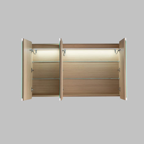 LUKKA Avola PVC Front-Lit LED Mirror Cabinet - Sandy Oak Woodmatt 