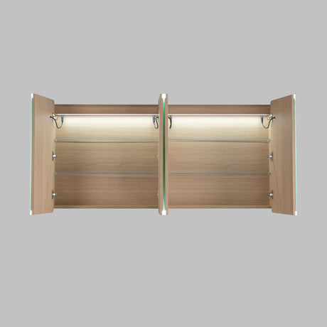 LUKKA Avola PVC Front-Lit LED Mirror Cabinet - Sandy Oak Woodmatt 