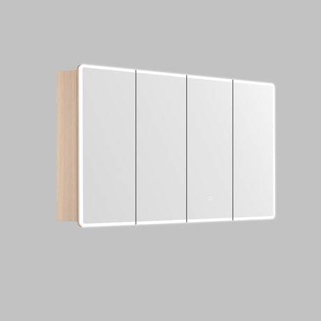 LUKKA Avola PVC Front-Lit LED Mirror Cabinet - Sandy Oak Woodmatt 