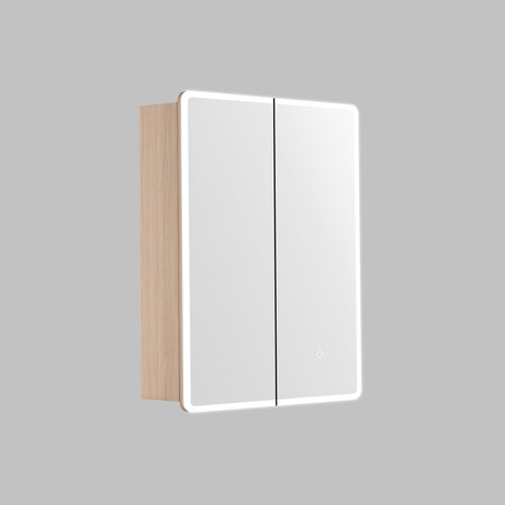 LUKKA Avola PVC Front-Lit LED Mirror Cabinet - Sandy Oak Woodmatt 
