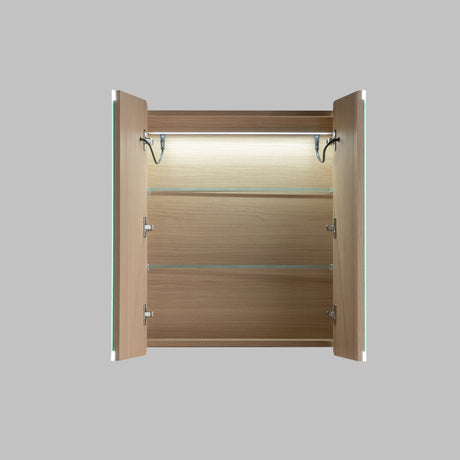 LUKKA Avola PVC Front-Lit LED Mirror Cabinet - Sandy Oak Woodmatt 