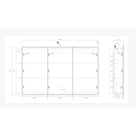 LUKKA Avola PVC Front-Lit LED Mirror Cabinet