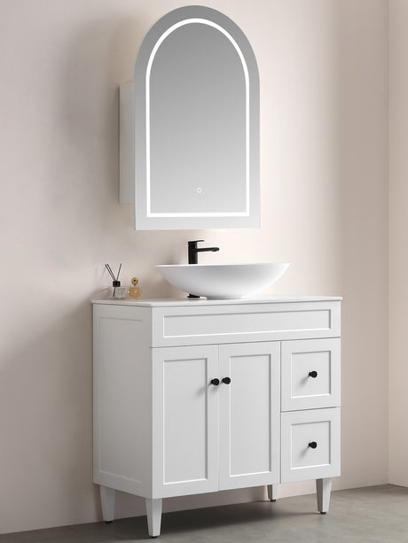 LUKKA LED Allison Arch Shaving Cabinet Matte White 900mm