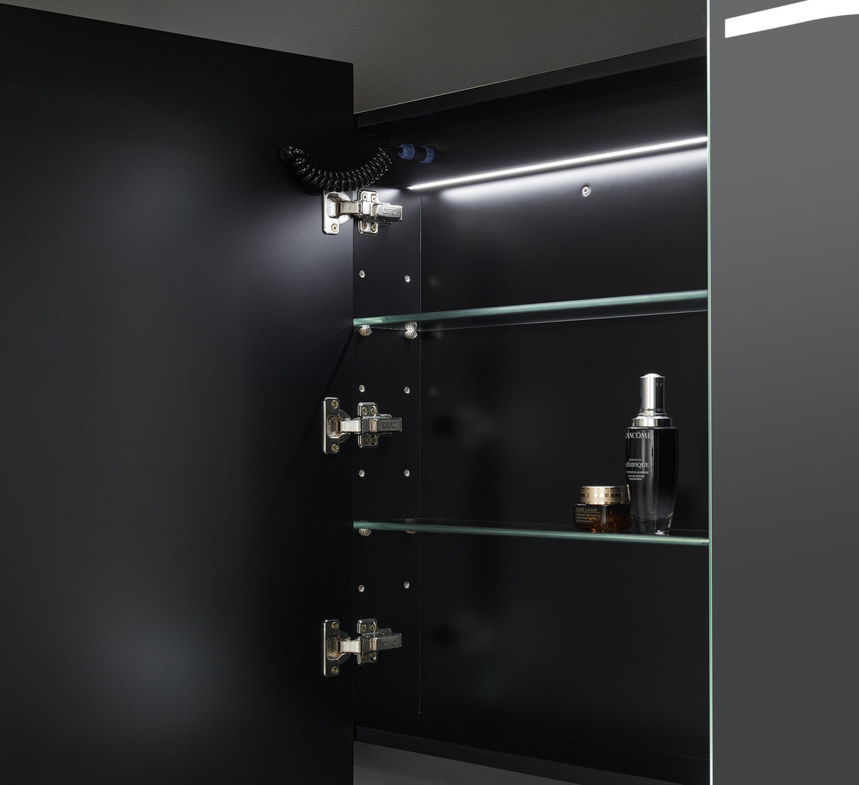 LUKKA LED Allison Oval Shaving Cabinet Matte Black