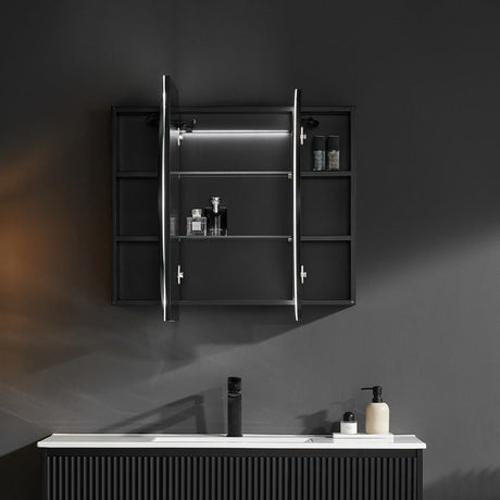 LUKKA LED Allison Oval Shaving Cabinet Matte Black