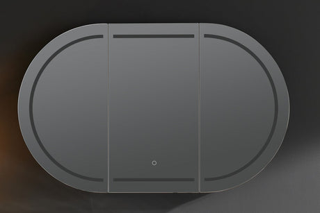 LUKKA LED Allison Oval Shaving Cabinet Matte Black