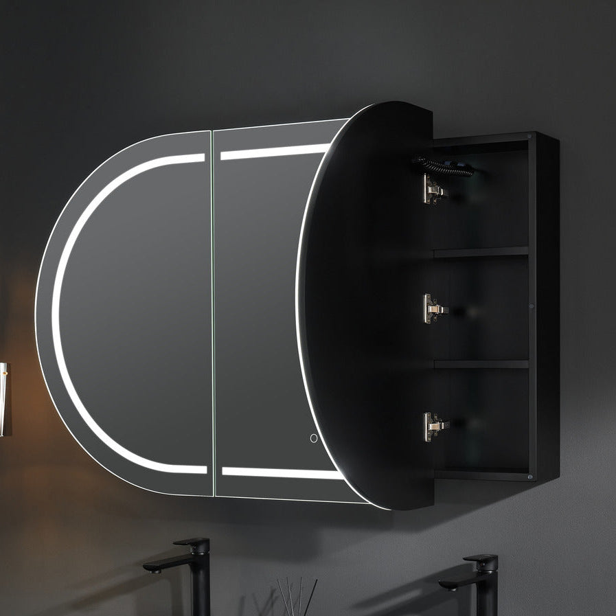 LUKKA LED Allison Oval Shaving Cabinet Matte Black