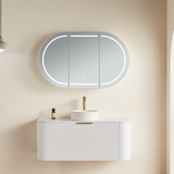 LUKKA LED Allison Oval Shaving Cabinet Matte White