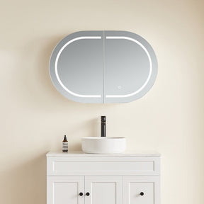 LUKKA LED Allison Oval Shaving Cabinet Matte White