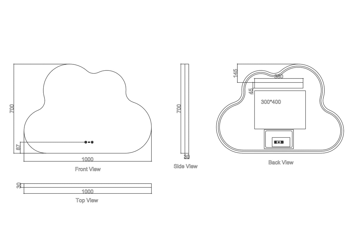 LUNA LED Cloud Frameless Mirror 700×1000mm