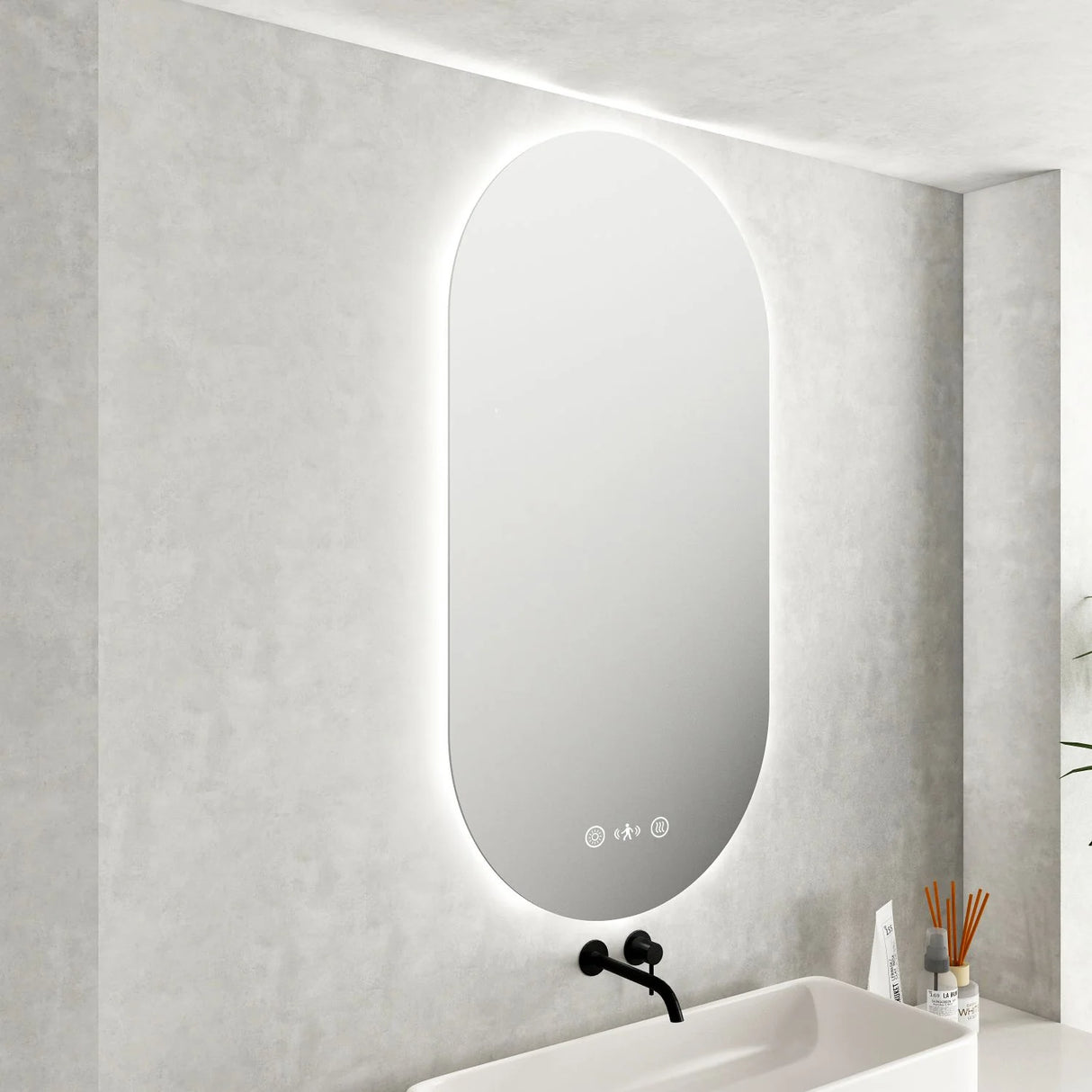 LUNA LED Oval Frameless Mirror 500x900mm