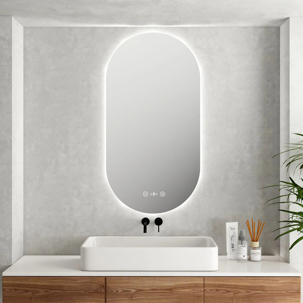 LUNA LED Oval Frameless Mirror 500x900mm