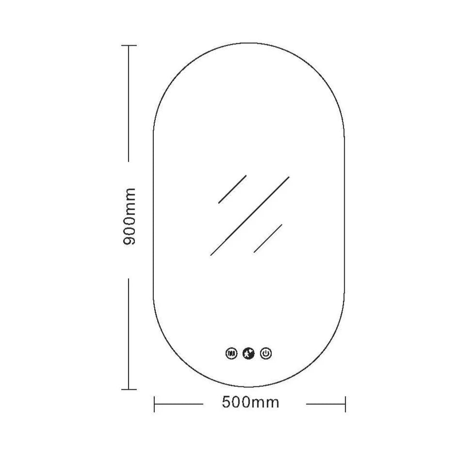 LUNA LED Oval Frameless Mirror 500x900mm