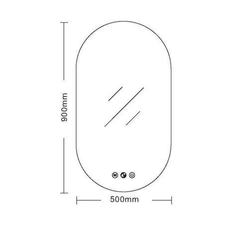 LUNA LED Oval Frameless Mirror 500x900mm