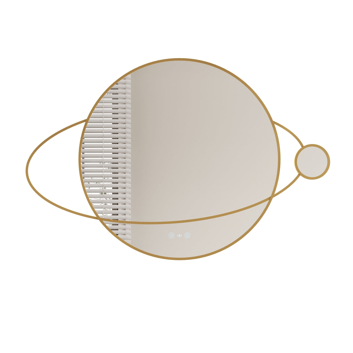 LUNA LED Planet Framed Mirror 950×800mm Brushed Gold