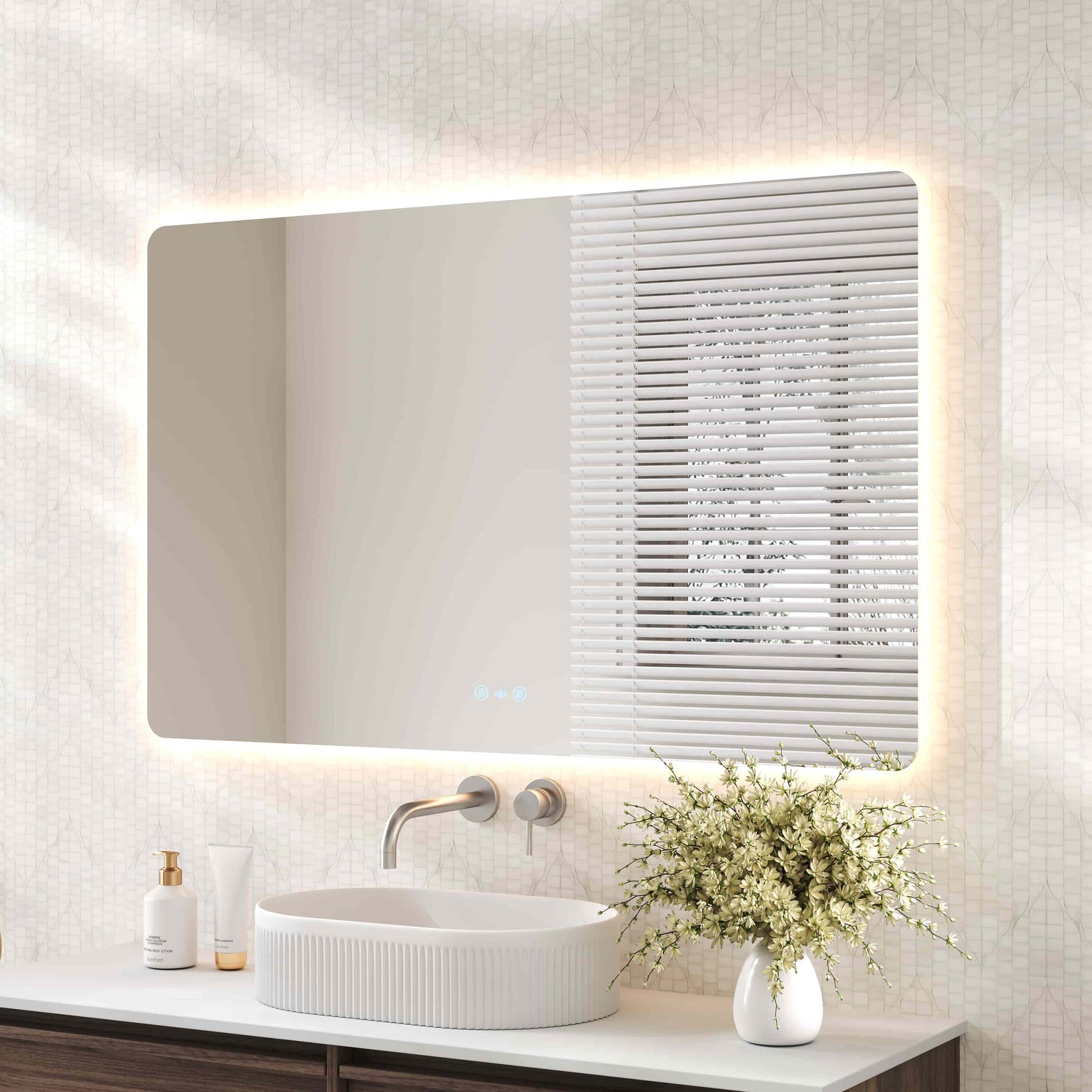 LUNA LED Rectangular Frameless Mirror 1200x750mm 