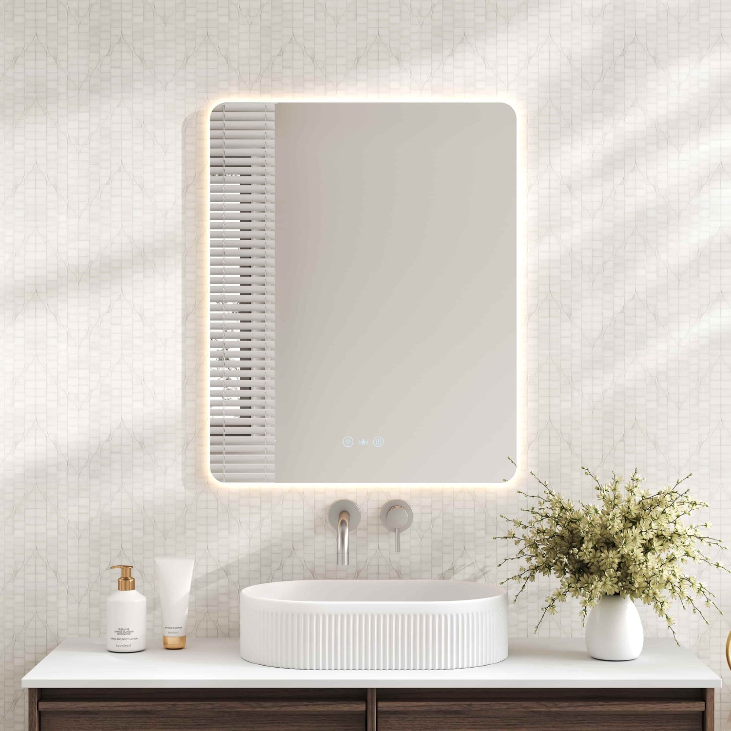LUNA LED Rectangular Frameless Mirror 600x750mm