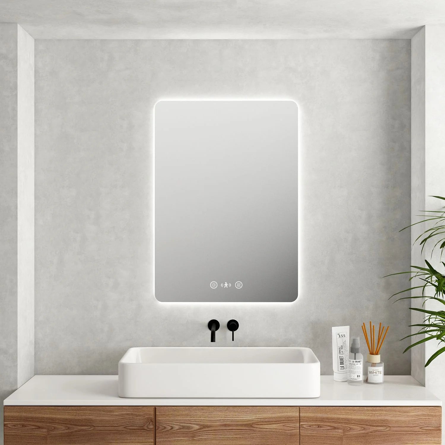 LUNA LED Rectangular Frameless Mirror 600x750mm