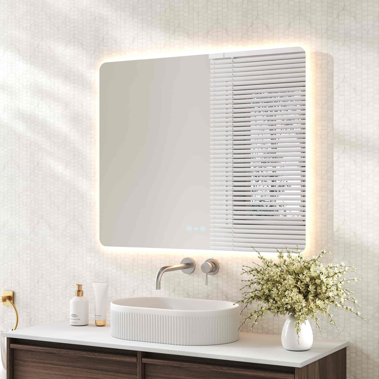 LUNA LED Rectangular Frameless Mirror 750x900mm 
