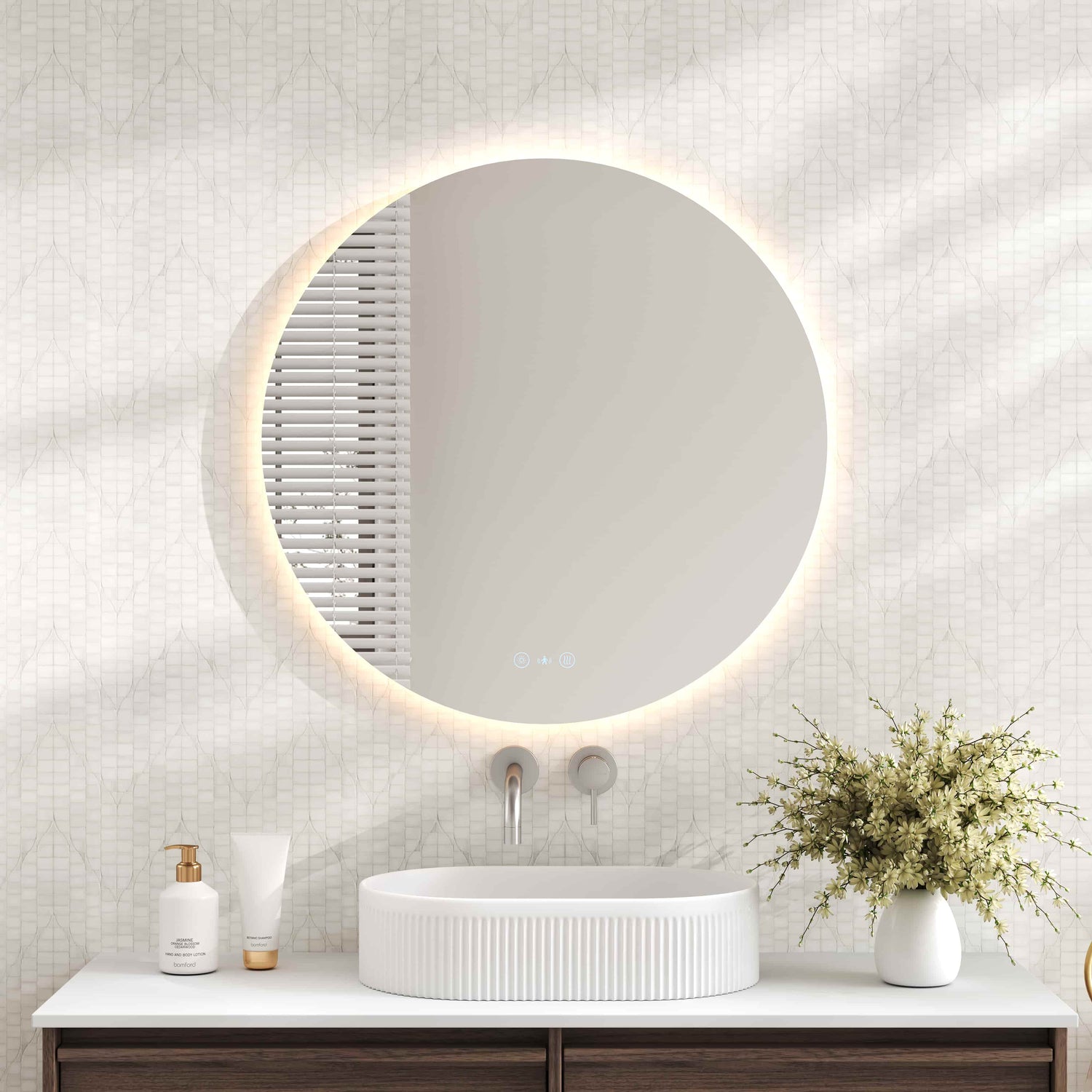 LUNA LED Round Frameless Mirror