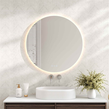 LUNA LED Round Frameless Mirror